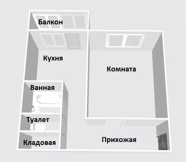 1-к кв. Архангельская область, Архангельск Полярная ул., 8 (34.0 м) - Фото 0