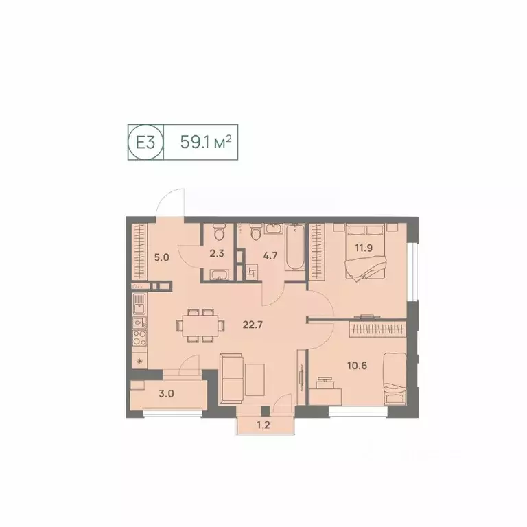 3-к кв. Пермский край, Пермь Трамвайная ул., 27 (59.1 м) - Фото 1