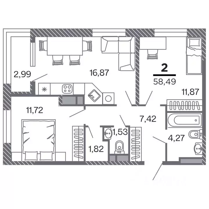 2-к кв. Рязанская область, Рязань Петра и Февронии жилой комплекс ... - Фото 1