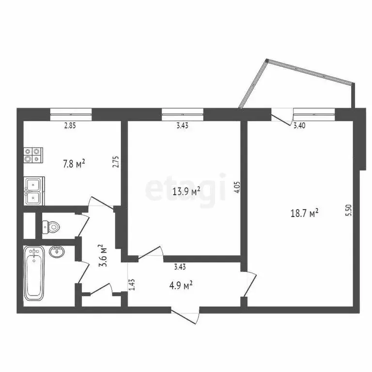 2-комнатная квартира: Новороссийск, Южная улица, 6 (51.9 м) - Фото 0