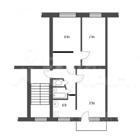 3-к кв. Тульская область, Тула ул. Галкина, 32 (63.6 м) - Фото 2