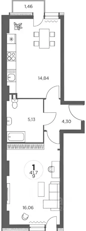 1-к кв. Ростовская область, Ростов-на-Дону Доломановский пер. (42.0 м) - Фото 2
