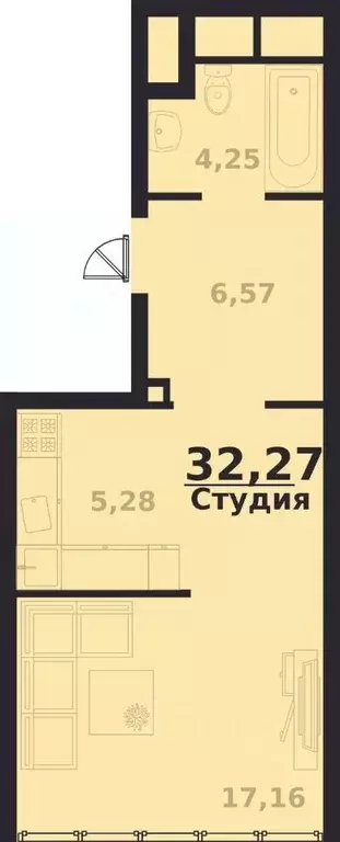 1-к кв. Ульяновская область, Ульяновск просп. Генерала Тюленева, 32к2 ... - Фото 0