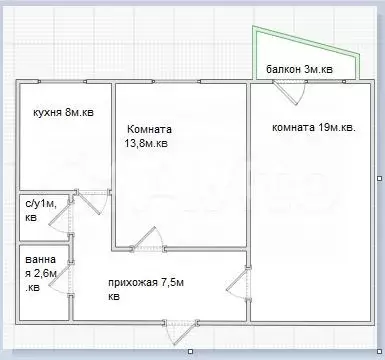 2-к. квартира, 52,3 м, 2/9 эт. - Фото 0