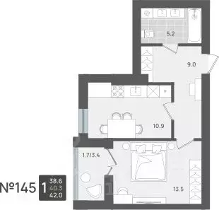 1-к кв. Калининградская область, Пионерский Рабочая ул., 11 (40.3 м) - Фото 1