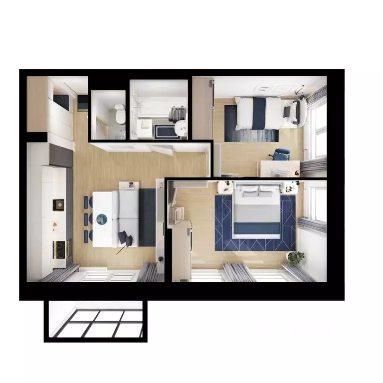 2-к кв. Ленинградская область, Всеволожский район, д. Новое Девяткино ... - Фото 2