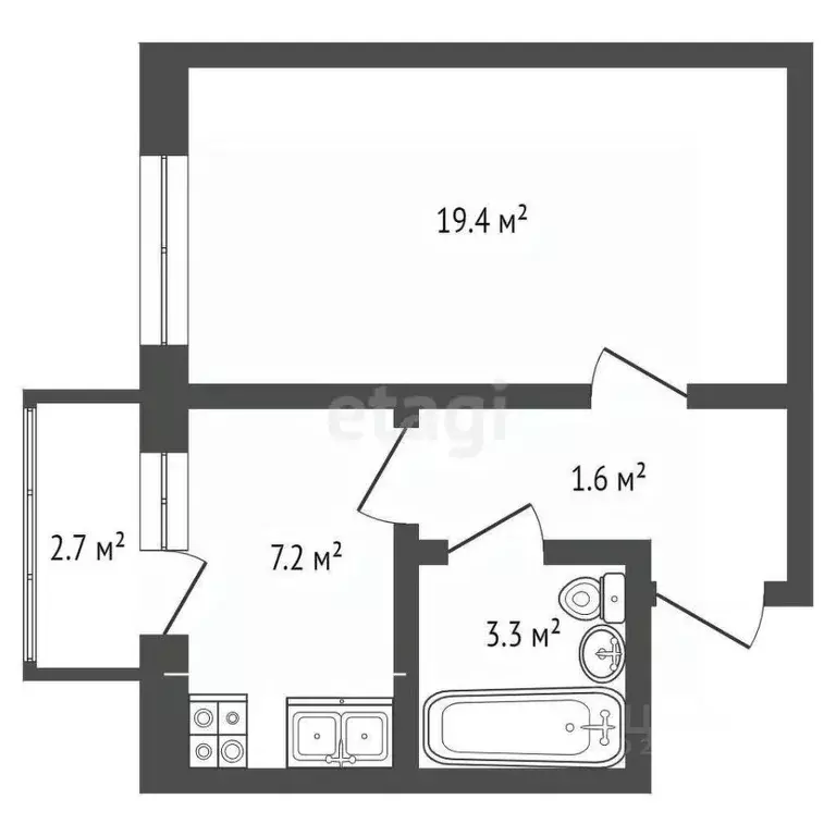 1-к кв. Севастополь ул. Генерала Жидилова, 18 (34.5 м) - Фото 1