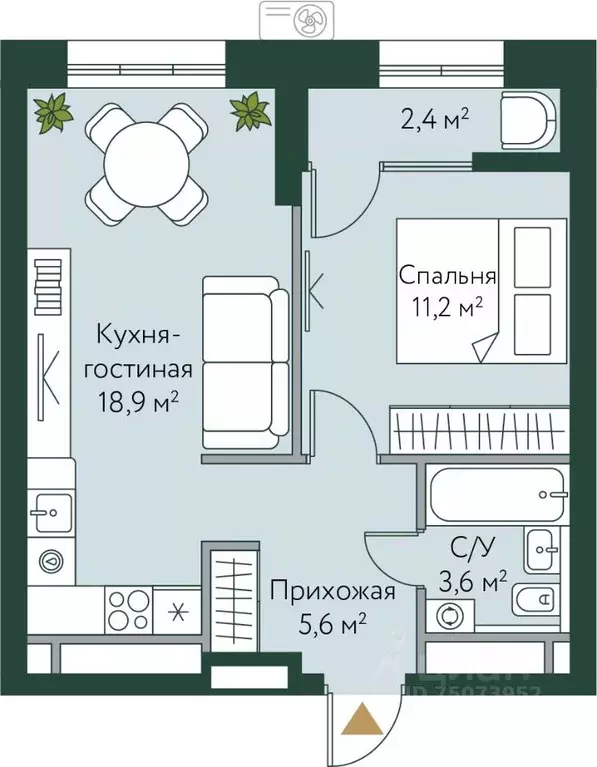 1-к кв. Волгоградская область, Волгоград Новосибирская ул., 74с1 (41.7 ... - Фото 0
