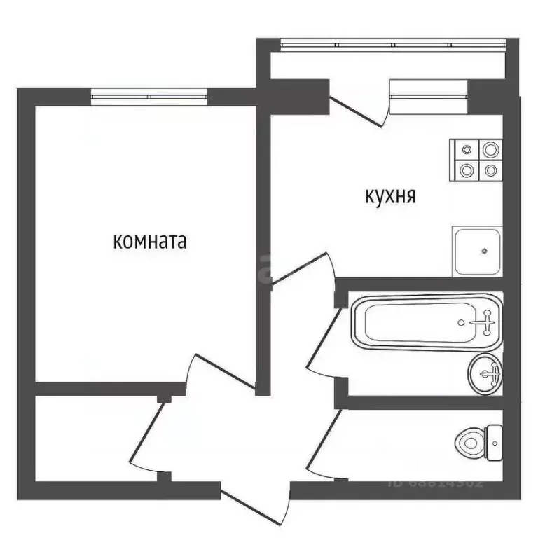 1-к кв. Ленинградская область, Кириши ул. Нефтехимиков, 24А (40.9 м) - Фото 0