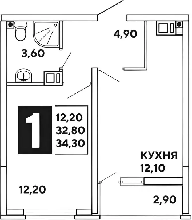 1-к кв. Краснодарский край, Краснодар ул. Западный обход (36.0 м) - Фото 2