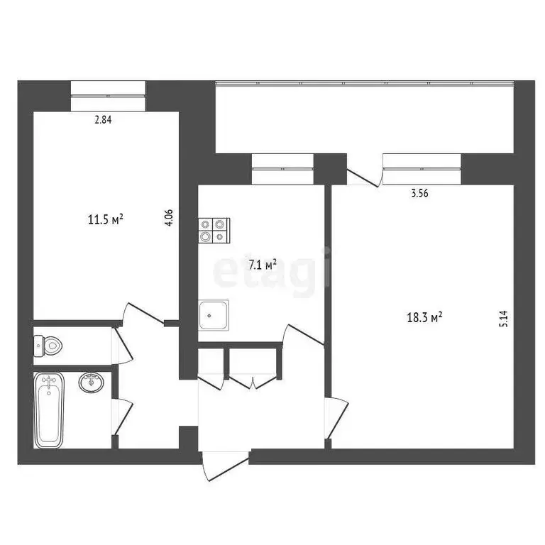 2-комнатная квартира: Калуга, улица Труда, 6/1 (53.2 м) - Фото 1