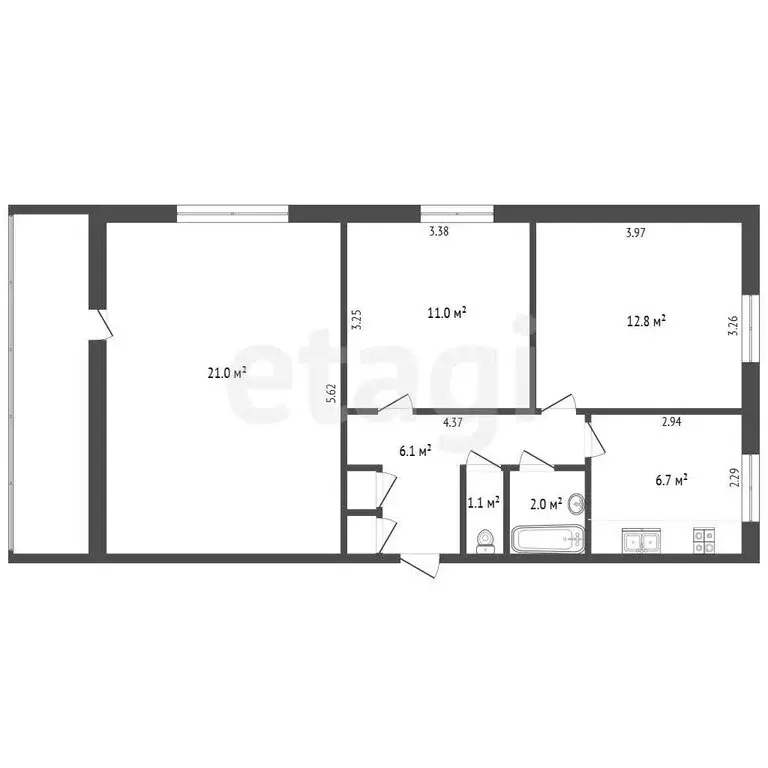1к в 3-комнатной квартире (21 м) - Фото 1