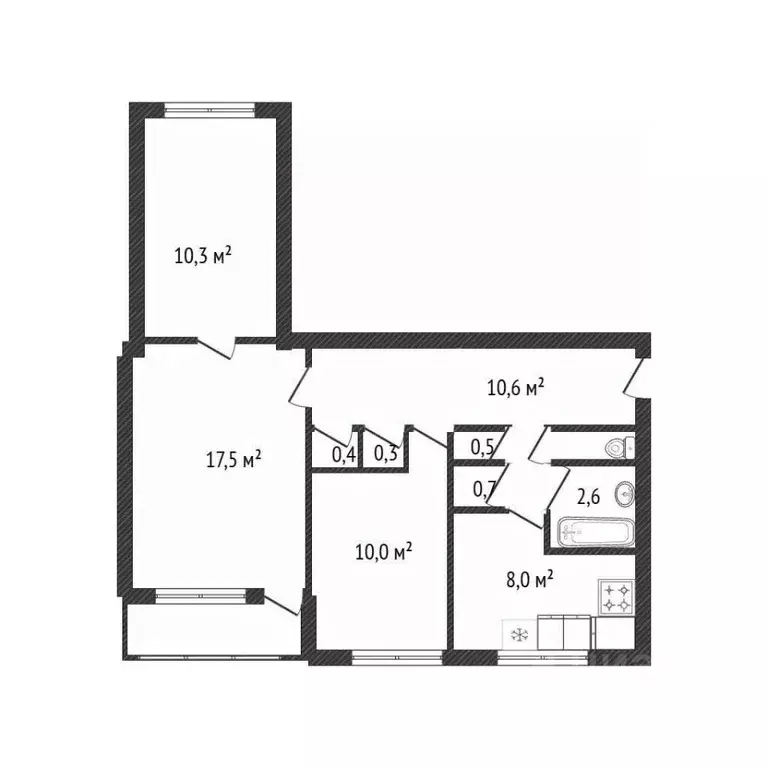 3-к кв. Брянская область, Почеп пер. 2-й Мира, 26 (62.4 м) - Фото 2