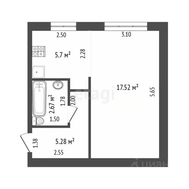 1-к кв. Ульяновская область, Ульяновск городской округ, пос. ... - Фото 2