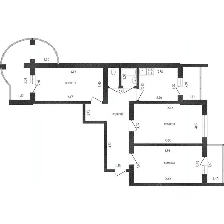 3-к кв. Ханты-Мансийский АО, Сургут ул. Иосифа Каролинского, 8 (103.6 ... - Фото 1