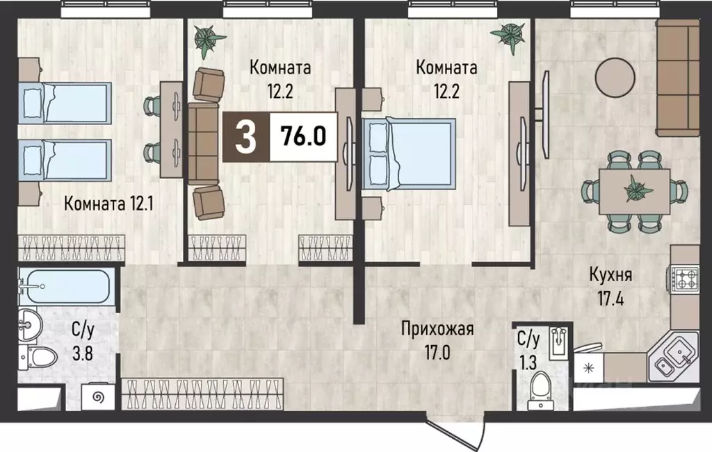 3-к кв. Ставропольский край, Железноводск городской округ, пос. ... - Фото 1