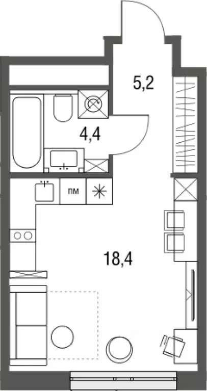 Студия Москва Тагильская ул., 4к1 (28.0 м) - Фото 0