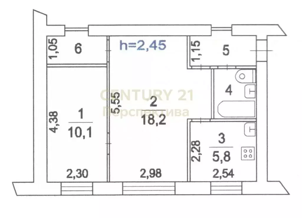 2-комнатная квартира: посёлок городского типа Октябрьский, Дорожная ... - Фото 2
