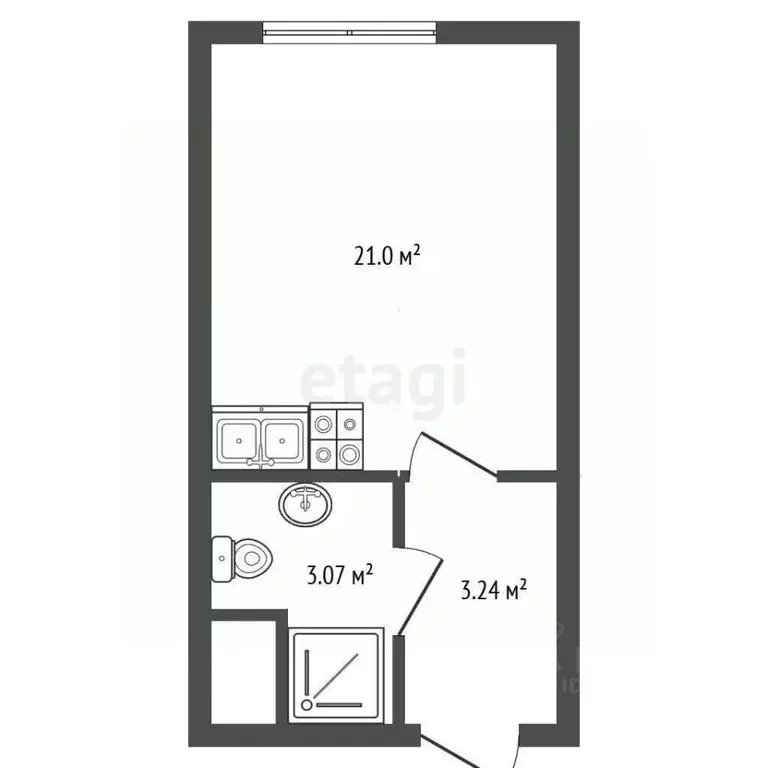 Студия Санкт-Петербург просп. Крузенштерна, 4 (19.6 м) - Фото 1