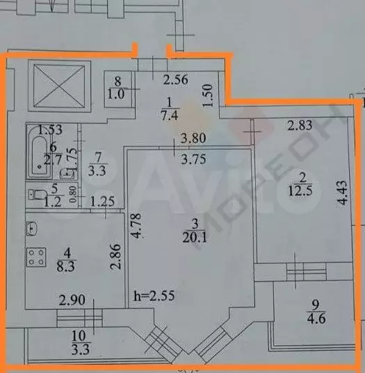 2-к. квартира, 65,7 м, 9/10 эт. - Фото 0