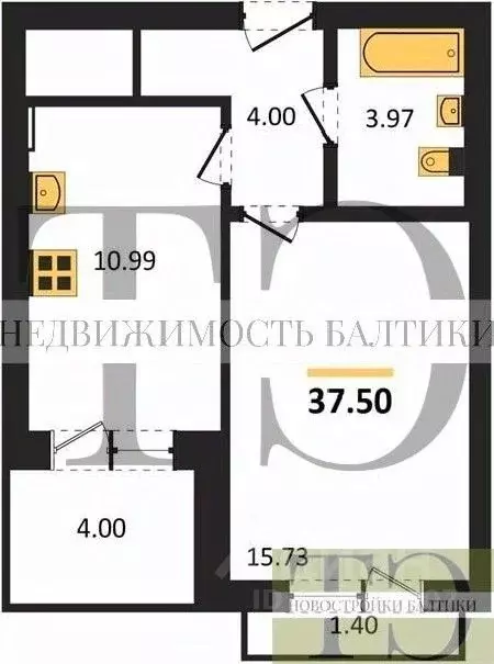 1-к кв. Калининградская область, Калининград ул. Сержанта Мишина, 81к3 ... - Фото 0