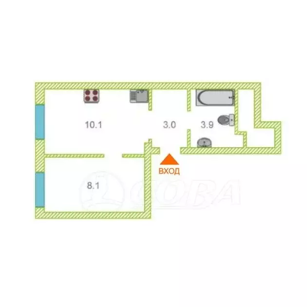 Квартира-студия: Тюмень, Новгородская улица, 9Б (25 м) - Фото 0