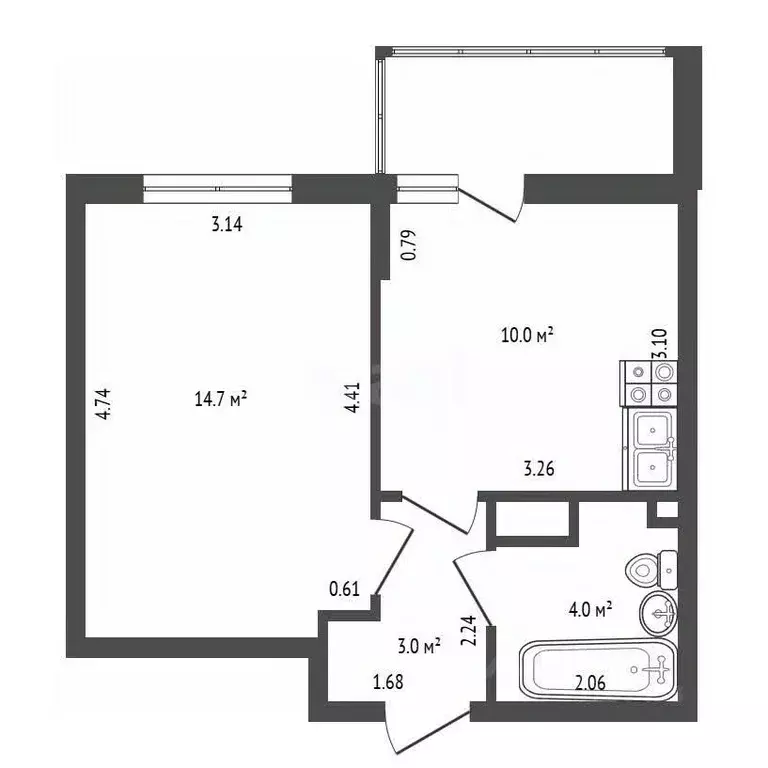 1-к кв. Санкт-Петербург ул. Плесецкая, 20к2 (32.3 м) - Фото 2