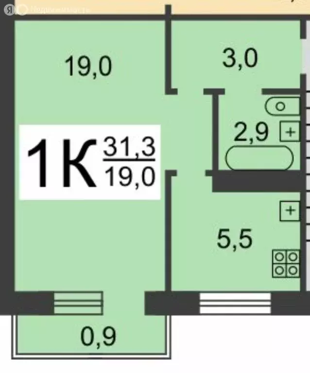 1-комнатная квартира: Нижний Новгород, улица Никиты Рыбакова, 10 (32 ... - Фото 0