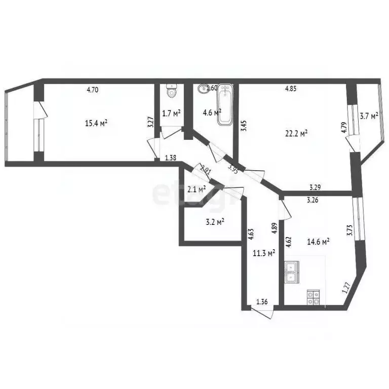 2-к кв. Ростовская область, Ростов-на-Дону Красноармейская ул., 266/57 ... - Фото 2