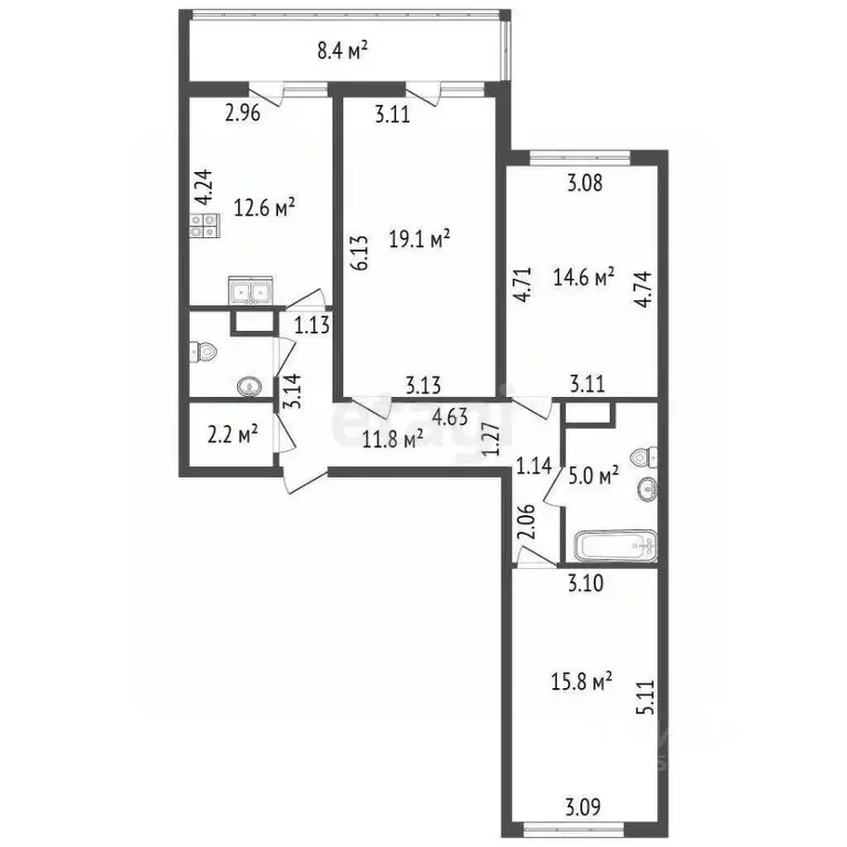 3-к кв. Санкт-Петербург ул. Среднерогатская, 11 (83.6 м) - Фото 2