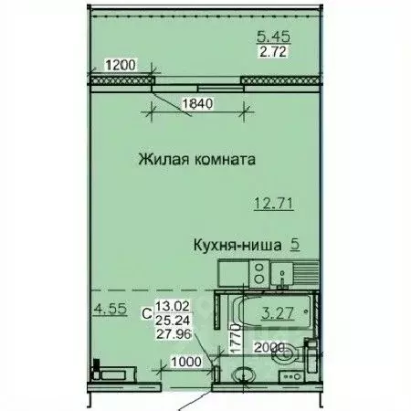 Студия Алтайский край, Барнаул ул. Союза Республик, 11Г (27.96 м) - Фото 0