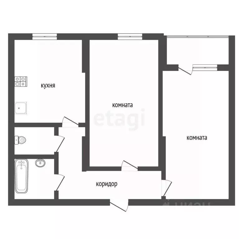 2-к кв. Воронежская область, Семилуки ул. Чайковского, 7/1 (61.4 м) - Фото 2