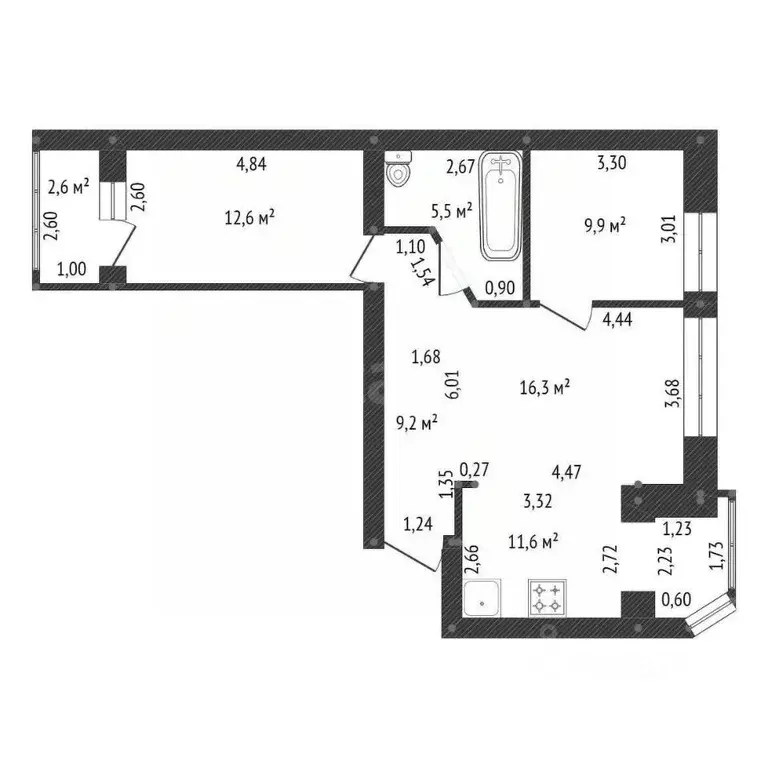 3-к кв. Башкортостан, Уфа Дуванский бул., 24/1 (65.1 м) - Фото 1