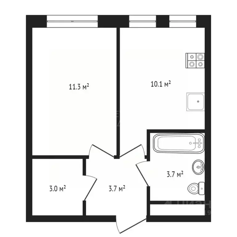 1-к кв. Тюменская область, Тюмень ул. Юрия Рогачева, 11к2 (29.5 м) - Фото 2