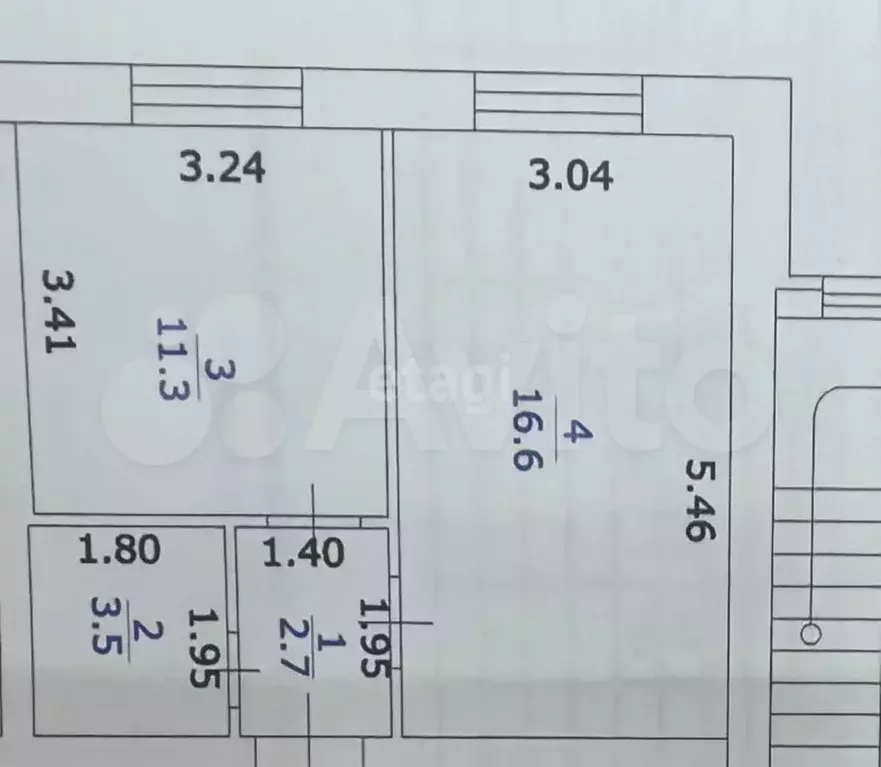 1-к. квартира, 34,1 м, 3/3 эт. - Фото 0