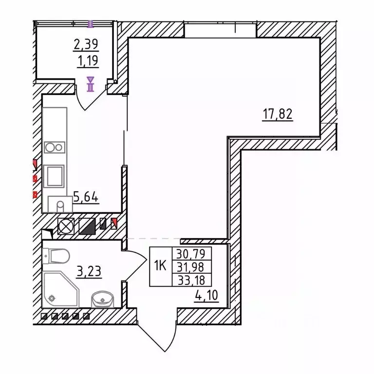 1-к кв. Калининградская область, Зеленоградск  (33.18 м) - Фото 1