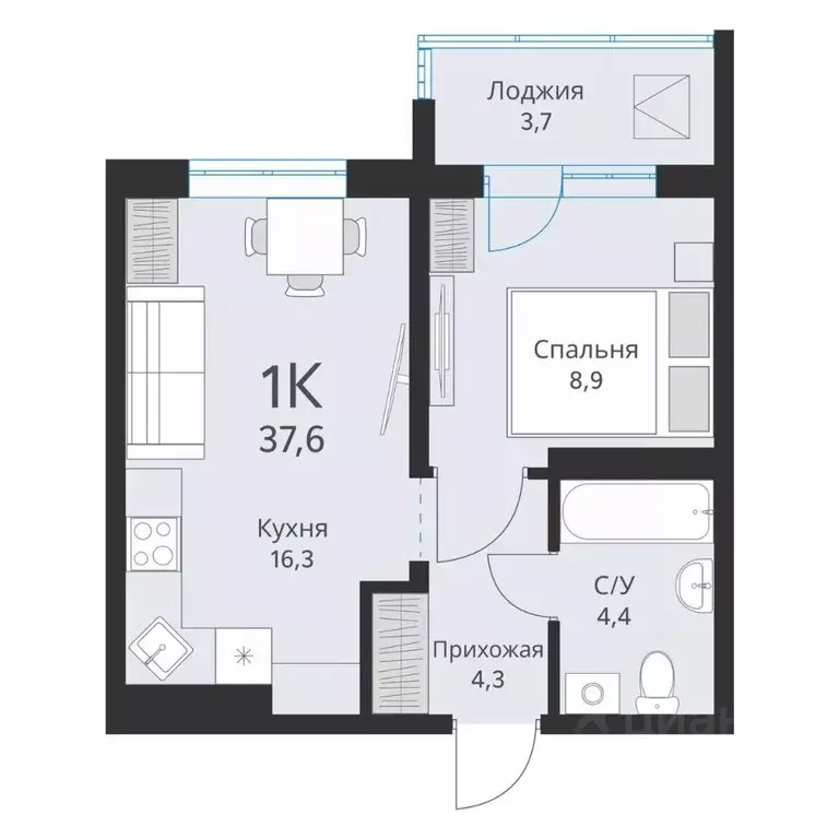 1-к кв. Новосибирская область, Обь  (35.8 м) - Фото 0