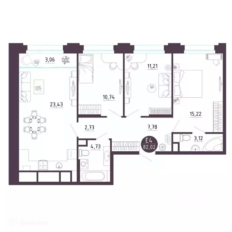 3-к кв. Рязанская область, Рязань Московское ш. (82.02 м) - Фото 1