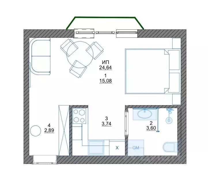 Студия Севастополь ул. Челюскинцев, 49/4 (24.8 м) - Фото 0