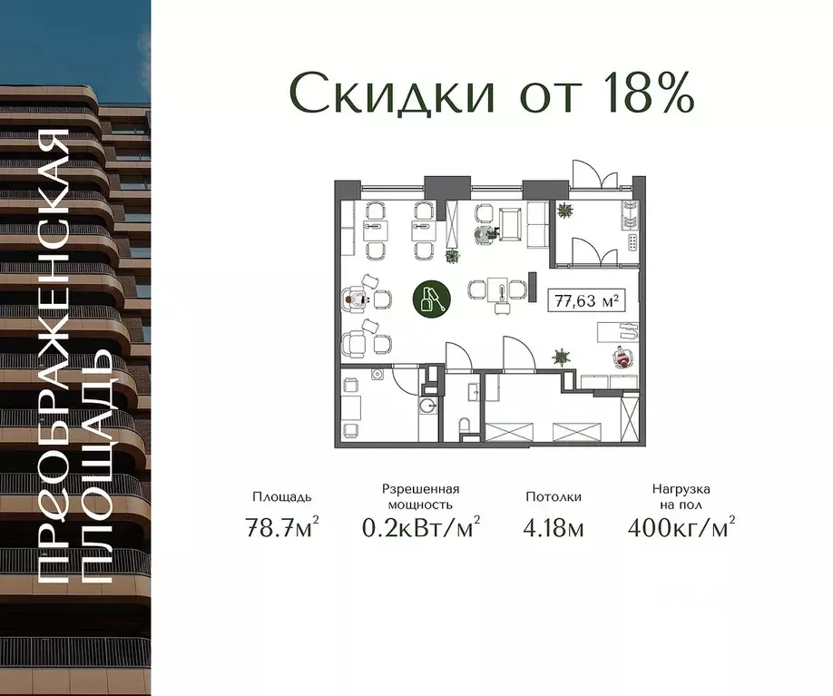 Помещение свободного назначения в Москва Жилой комплекс Преображенская ... - Фото 1