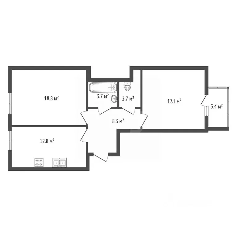 2-к кв. Санкт-Петербург Пулковское ш., 38к2 (63.2 м) - Фото 2