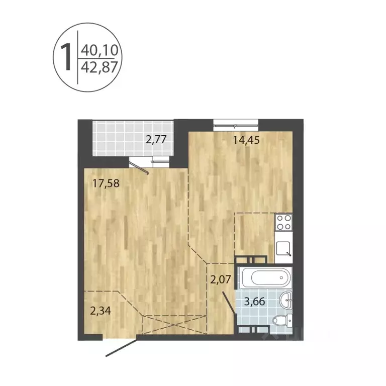 1-к кв. Иркутская область, Иркутск Лермонтов парк жилой комплекс ... - Фото 1