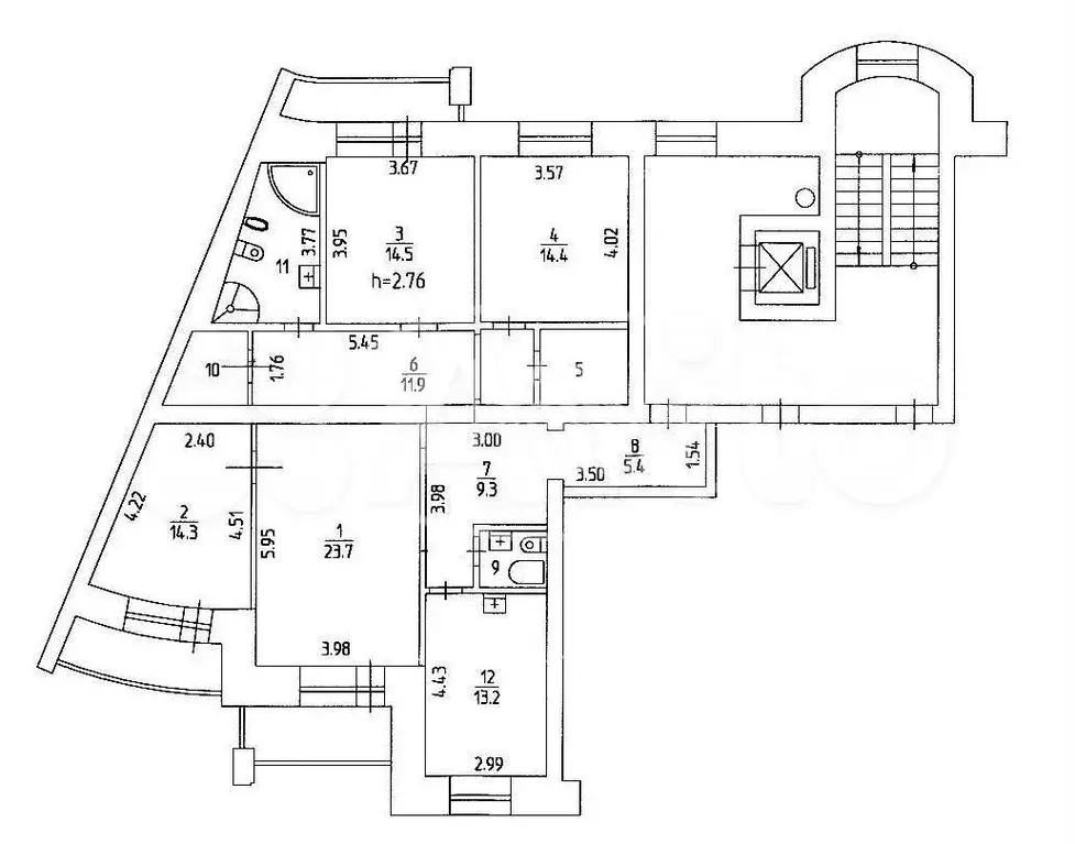 4-к. квартира, 123,5 м, 3/9 эт. - Фото 0