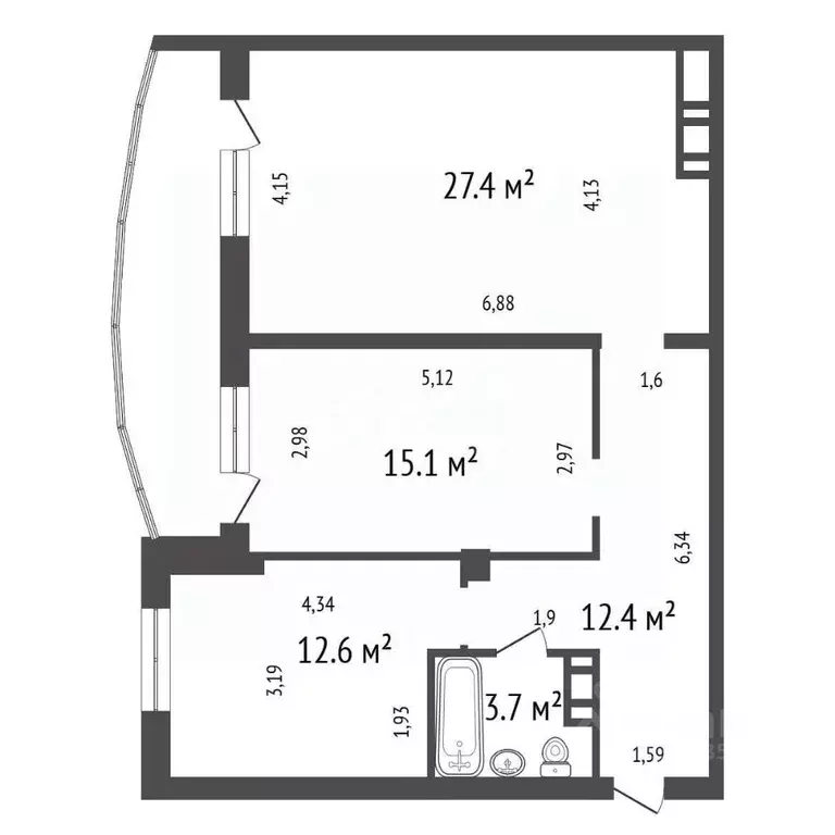 3-к кв. Красноярский край, Красноярск наб. Ярыгинская, 15 (80.0 м) - Фото 2