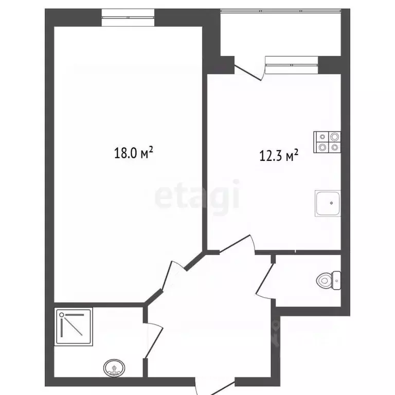 1-к кв. Тамбовская область, Тамбов ул. Чичерина, 22А (41.3 м) - Фото 2