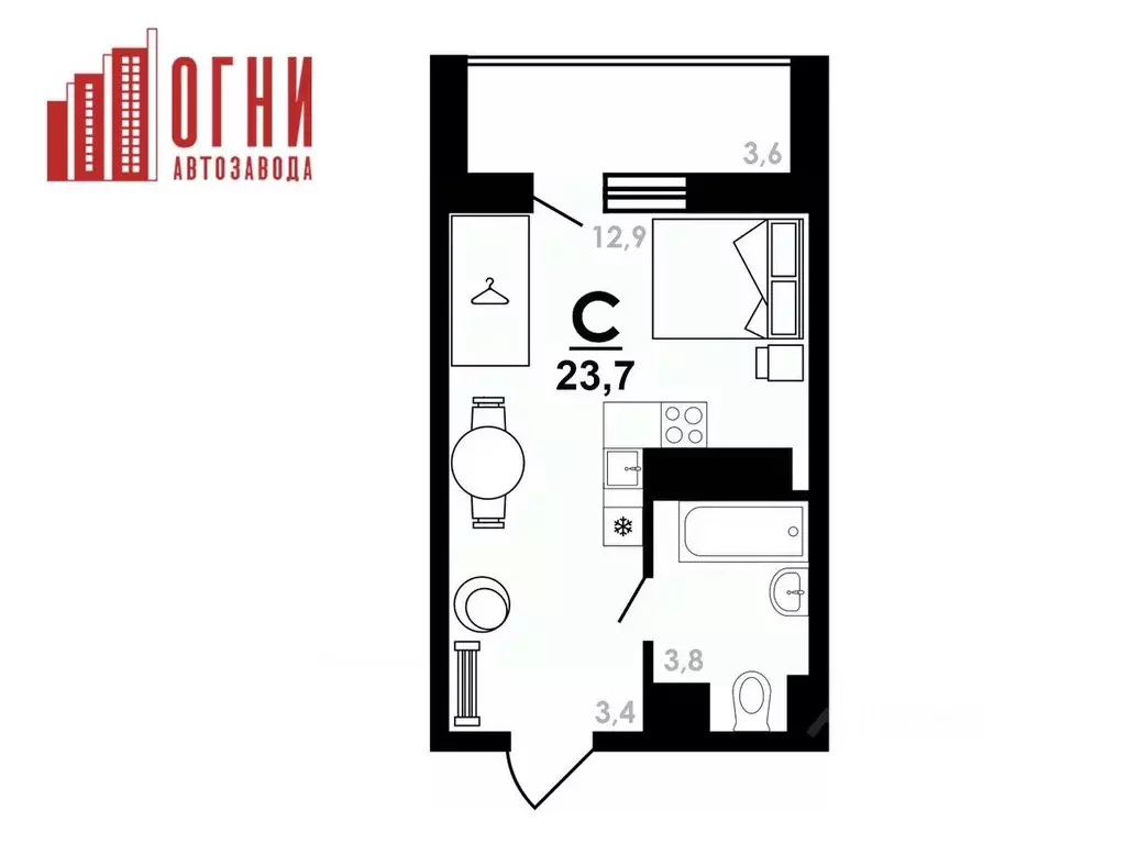 Студия Нижегородская область, Нижний Новгород Коломенская ул., 8к4 ... - Фото 1