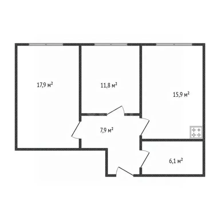2-к кв. Адыгея, Тахтамукайский район, Яблоновский пгт ул. Тургеневское ... - Фото 2