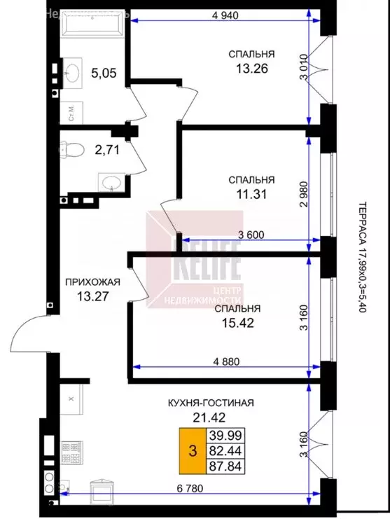 3-комнатная квартира: Гурьевск, жилой комплекс Включи (88.8 м) - Фото 1