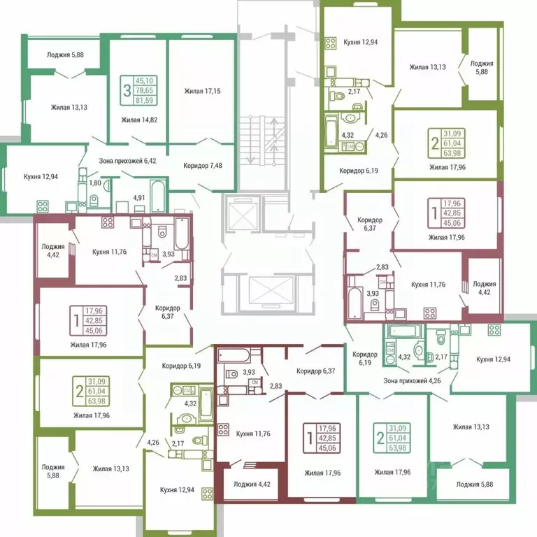 1-к кв. Калужская область, Обнинск ул. Табулевича, 1 (42.8 м) - Фото 2
