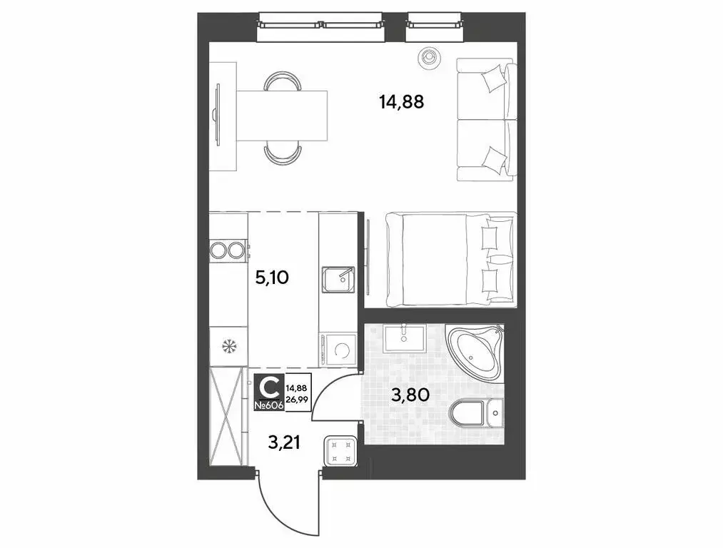 Квартира-студия: Калуга, улица Болдина, 22/1 (26.99 м) - Фото 0
